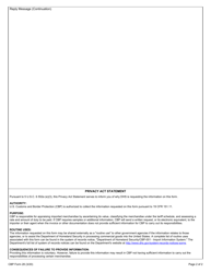 CBP Form 28 Request for Information, Page 2