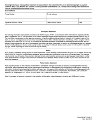 Form CM-981 Certification by School Official, Page 2