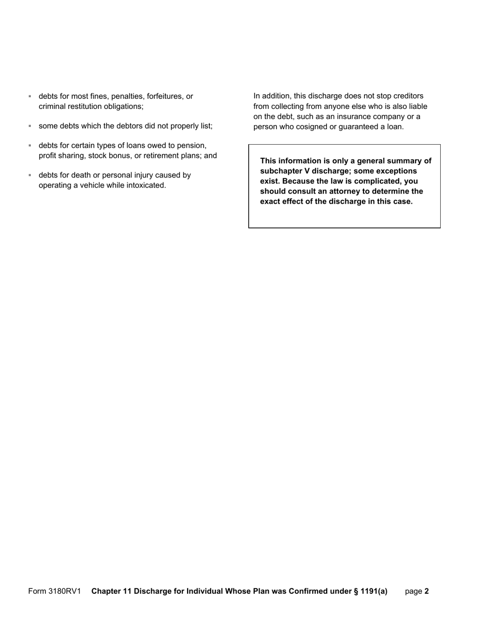 Form B3180RV1 Order of Discharge, Page 2