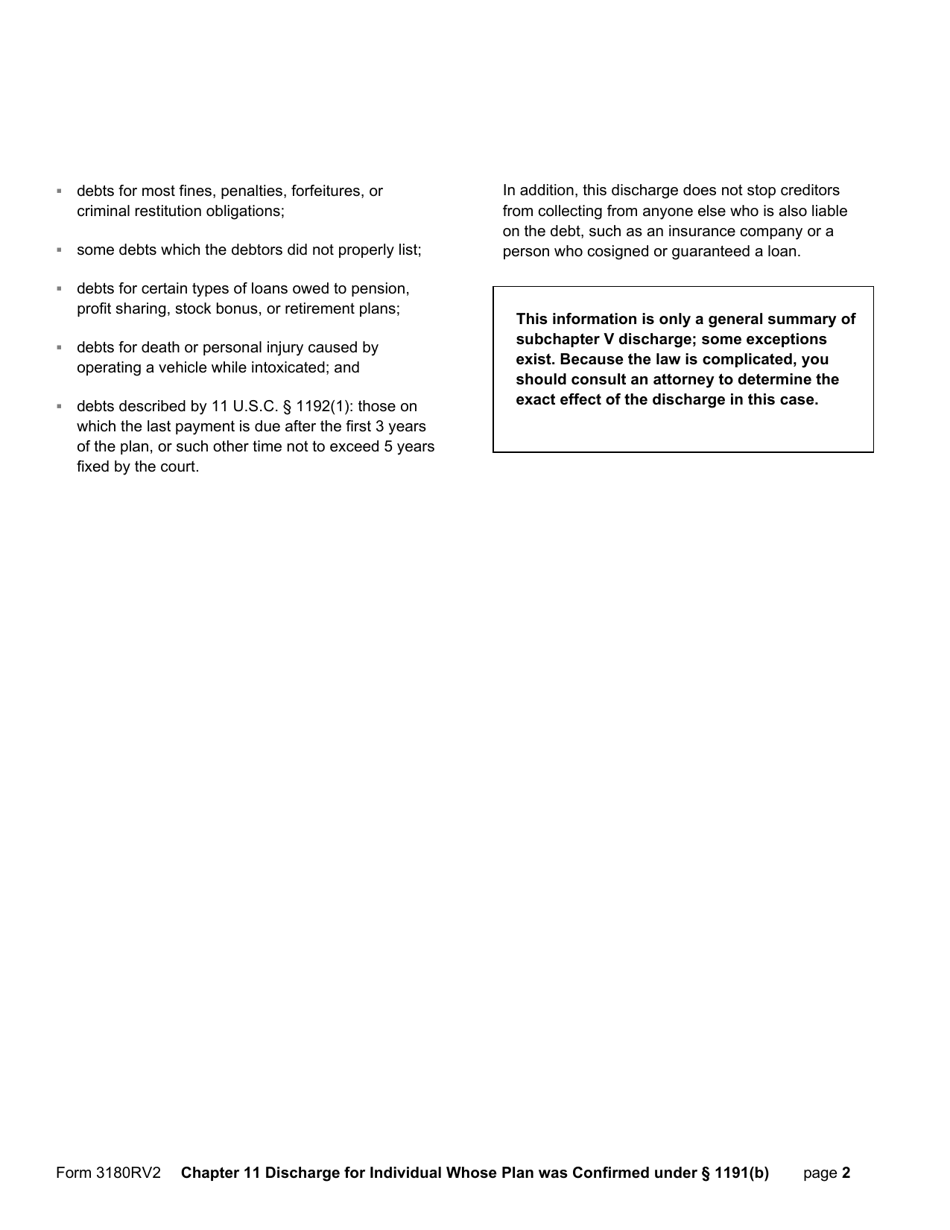 Form 3180RV2 Order of Discharge, Page 2