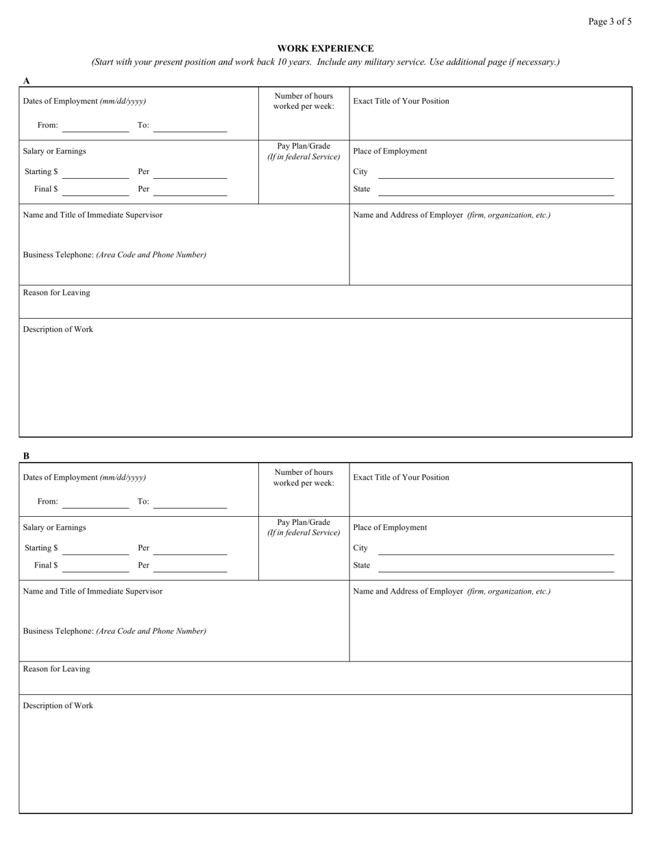 Form AO78 Application for Judicial Branch Federal Employment, Page 3