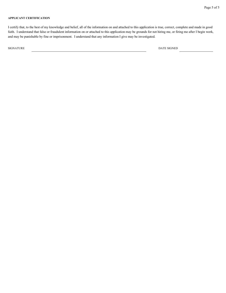 Form AO78 Application for Judicial Branch Federal Employment, Page 5