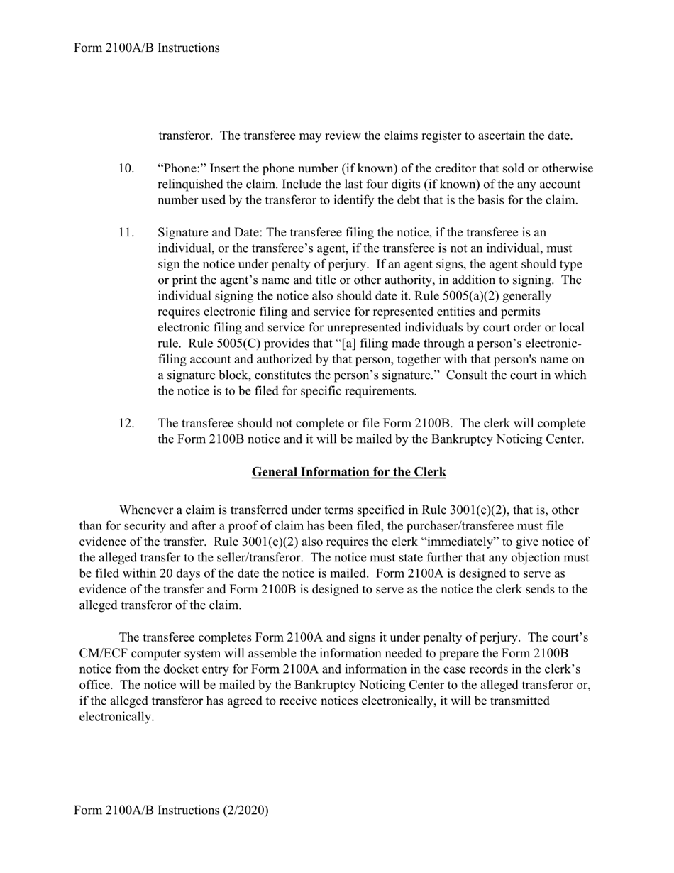 Instructions for Form B2100A, B2100B, Page 2