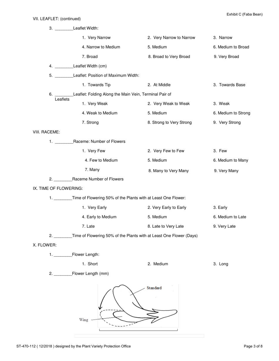 Form ST-470-112 Exhibit C Objective Description of Variety - Faba Bean, Page 3