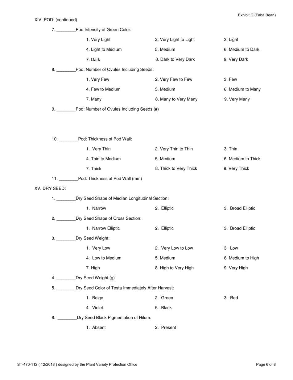 Form ST-470-112 Exhibit C Objective Description of Variety - Faba Bean, Page 6