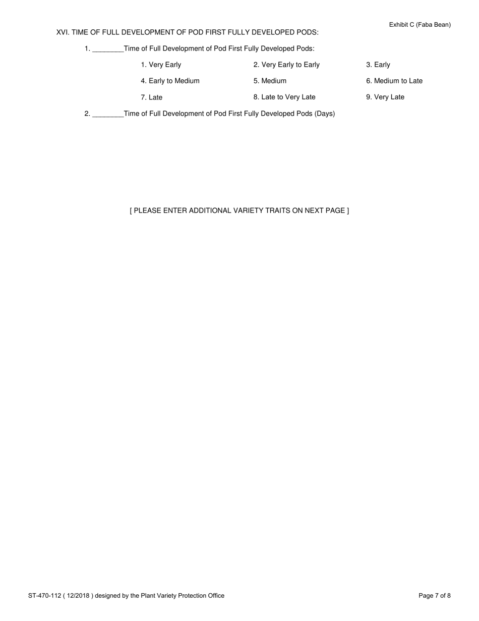 Form ST-470-112 Exhibit C Objective Description of Variety - Faba Bean, Page 7
