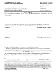Form BOEM-0150 Assignment of Record Title Interest in Federal Ocs Oil and Gas Lease