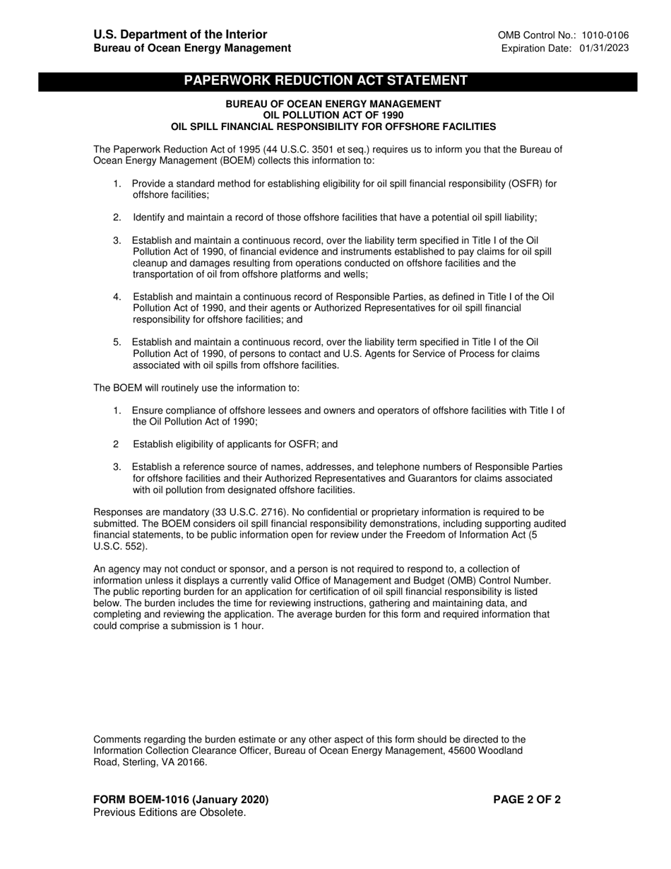 Form BOEM-1016 Designated Applicant Information Certification, Page 2
