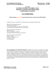 Form BOEM-2028A Outer Continental Shelf (Ocs) Mineral Lessee&#039;s and Operator&#039;s Supplemental Plugging and Abandonment Bond