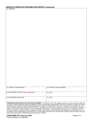 Form BOEM-0127 Sensitive Reservoir Information (Sri) Report, Page 2