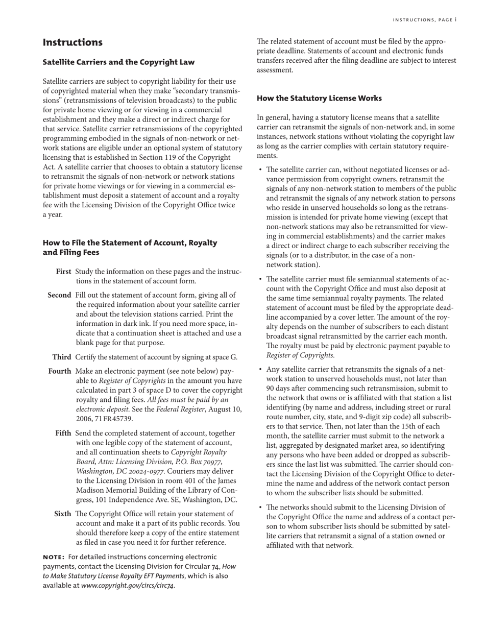 Form SC Statement of Account for Secondary Transmissions by Satellite Carriers of Distant Television Signals, Page 8