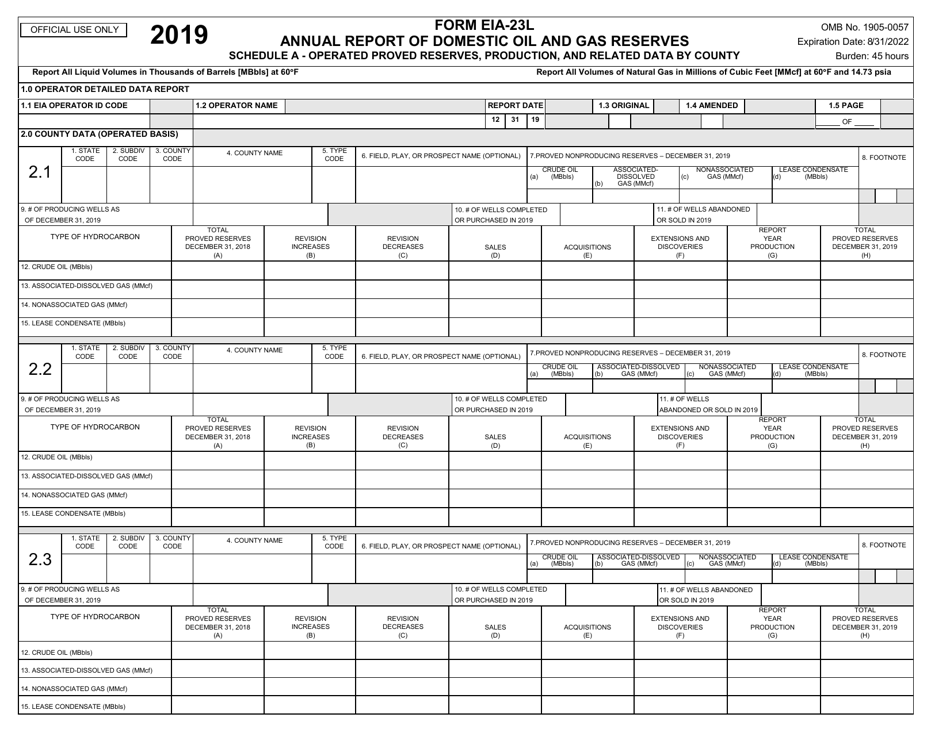 Form EIA-23L Annual Report of Domestic Oil and Gas Reserves, Page 3