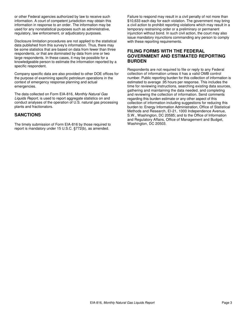 Download Instructions for Form EIA816 Monthly Natural Gas Liquids