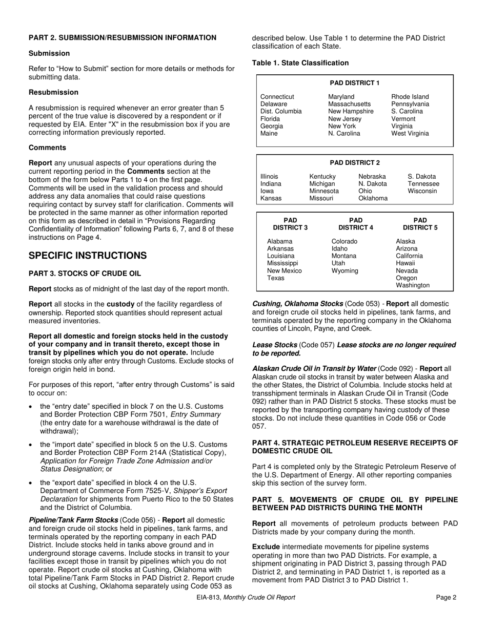 Instructions for Form EIA-813 Monthly Crude Oil Report, Page 2