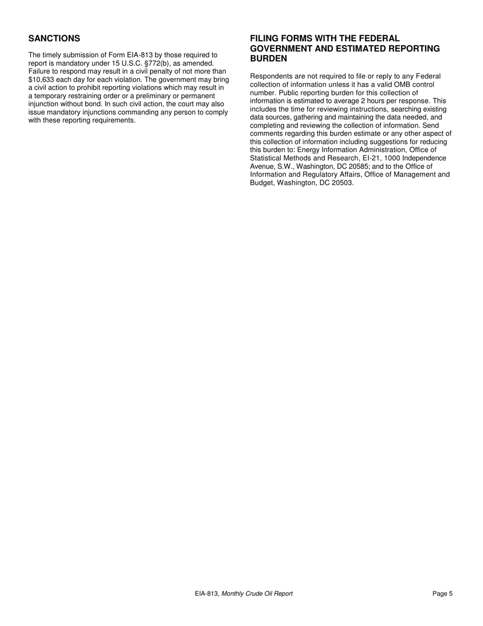 Instructions for Form EIA-813 Monthly Crude Oil Report, Page 5