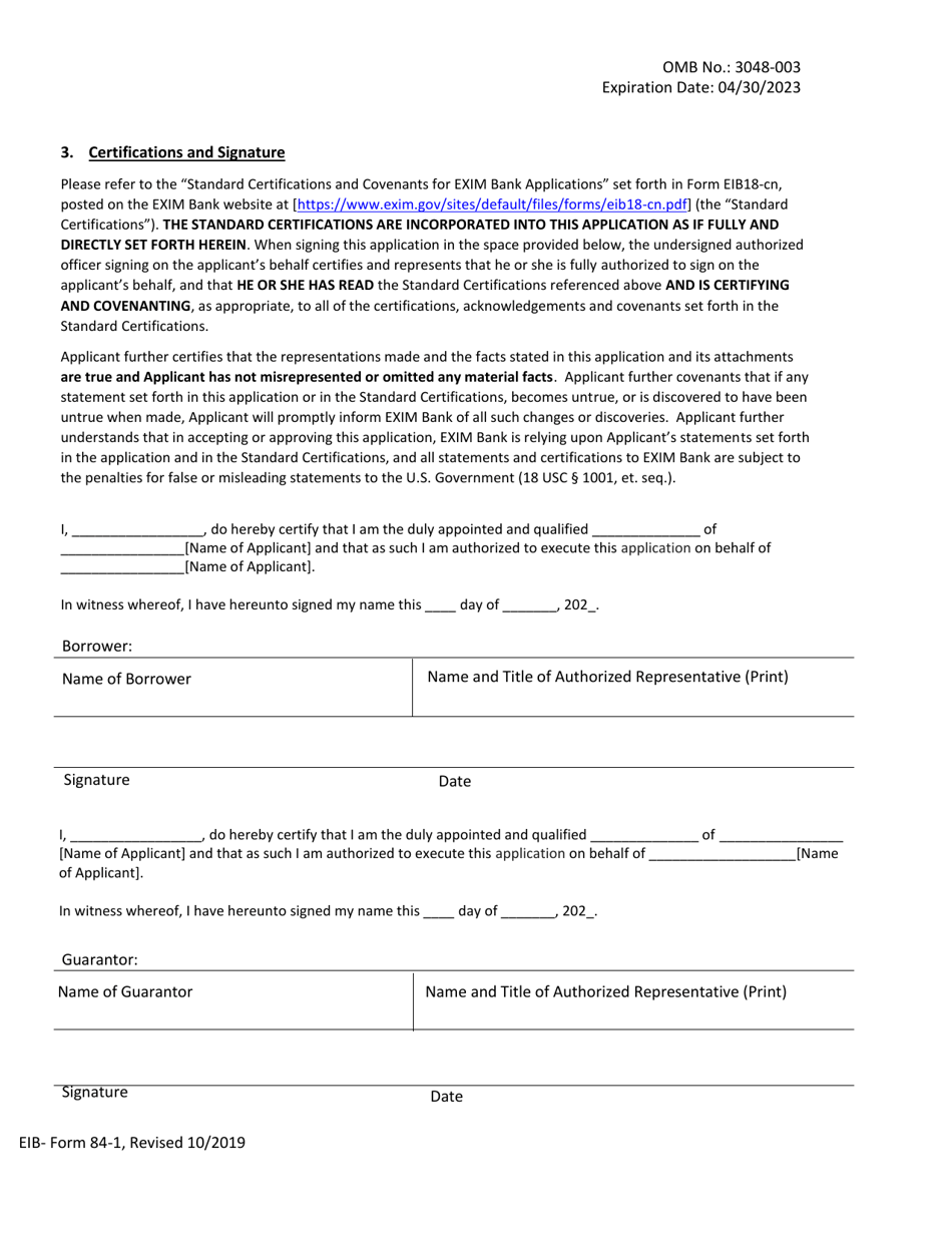 Form EIB-84-1 Application for Export Working Capital Guarantee, Page 11