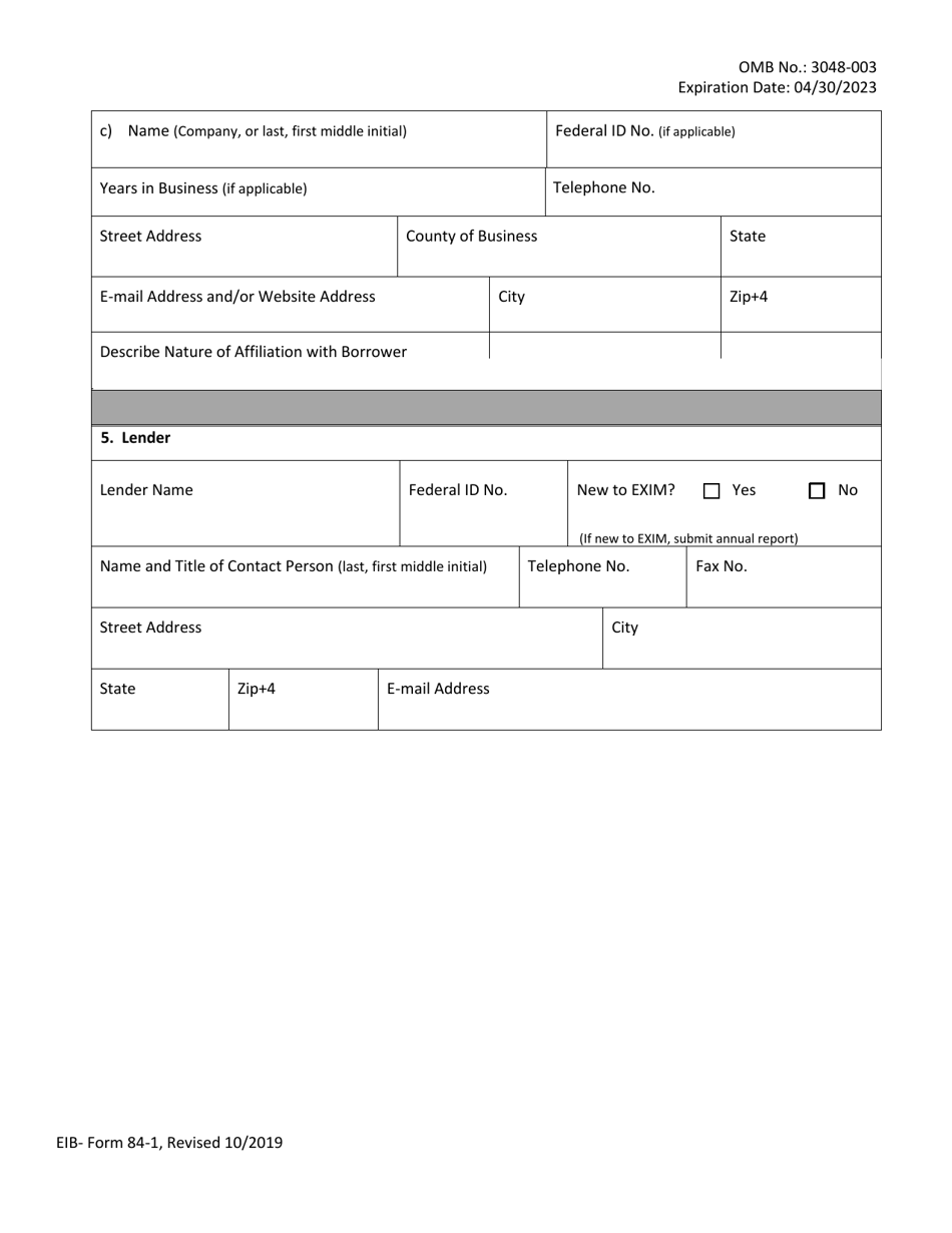 Form EIB-84-1 Application for Export Working Capital Guarantee, Page 6
