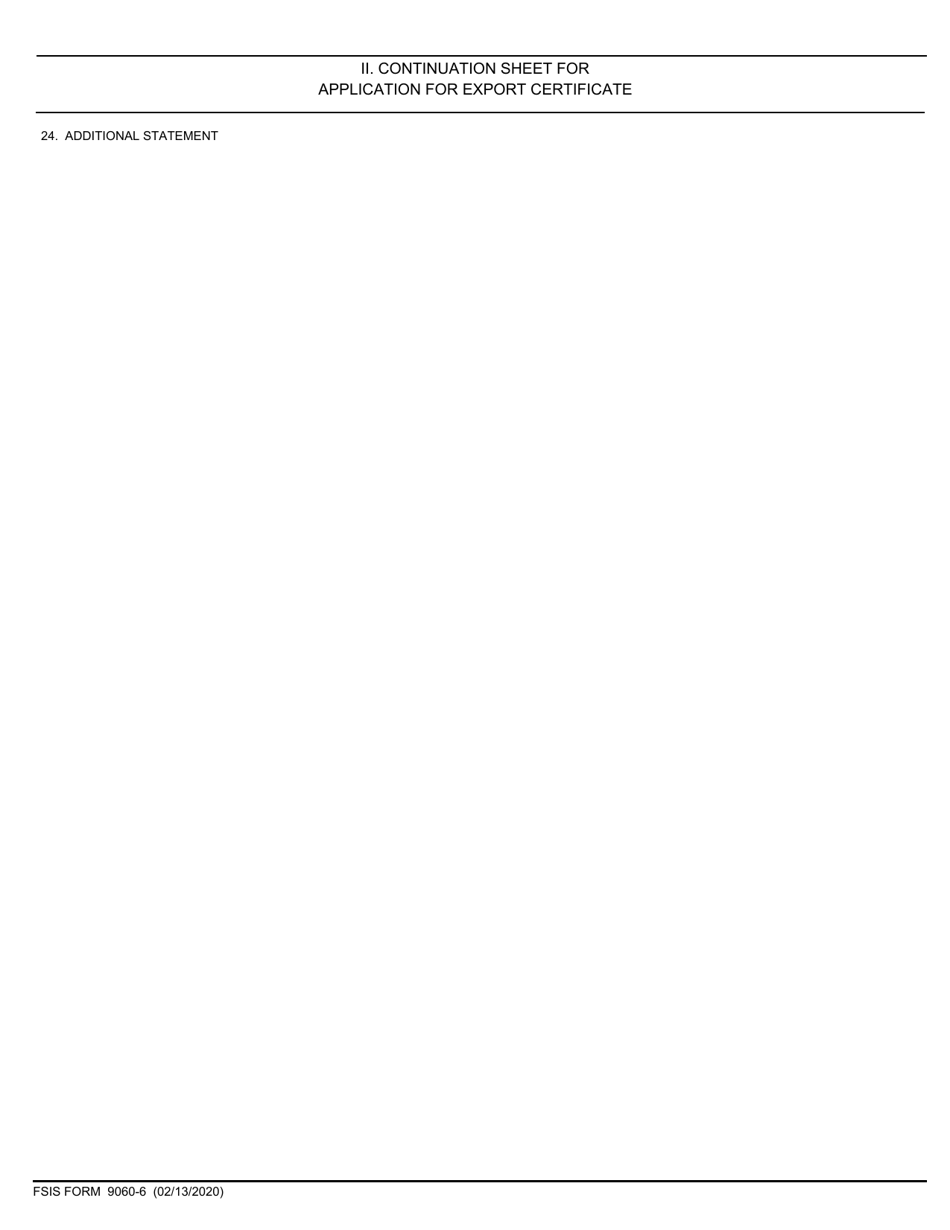 FSIS Form 9060-6 Application for Export Certificate, Page 3