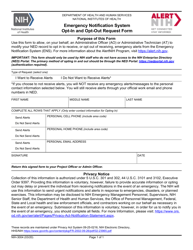 Form NIH-3004 Emergency Notification System Opt-In and Opt-Out Request Form