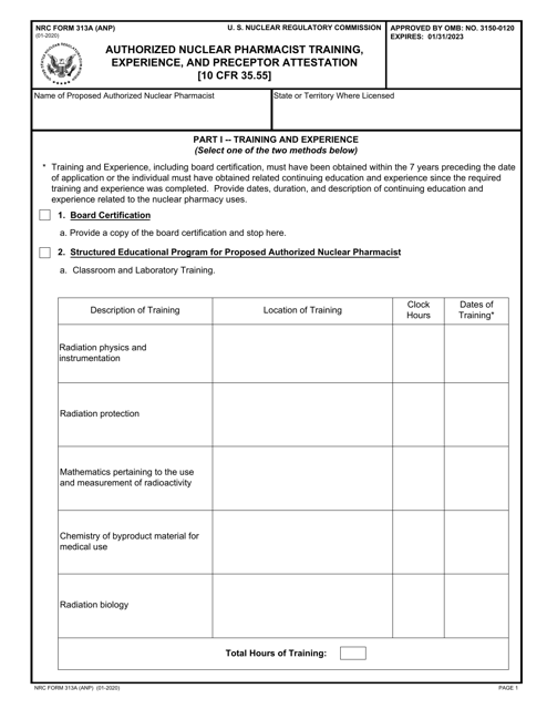 NRC Form 313A (ANP)  Printable Pdf