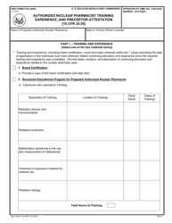 NRC Form 313A (ANP) Authorized Nuclear Pharmacist Training, Experience, and Preceptor Attestation [10 Cfr 35.55]