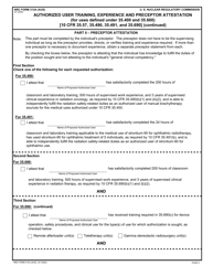 NRC Form 313A (AUS) Authorized User Training, Experience and Preceptor Attestation (For Uses Defined Under 35.400 and 35.600) [10 Cfr 35.57, 35.490, 35.491, and 35.690], Page 5