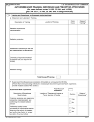 NRC Form 313A (AUD) Authorized User Training, Experience and Preceptor Attestation, Page 2