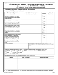 NRC Form 313A (AUD) Authorized User Training, Experience and Preceptor Attestation, Page 3