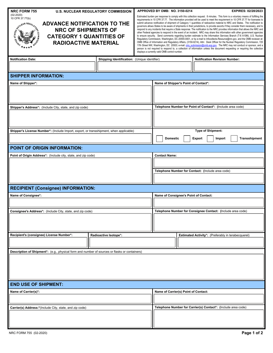 NRC Form 755 Fill Out, Sign Online and Download Fillable PDF