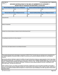 NRC Form 755 Advance Notification to the NRC of Shipments of Category 1 Quantities of Radioactive Material, Page 2