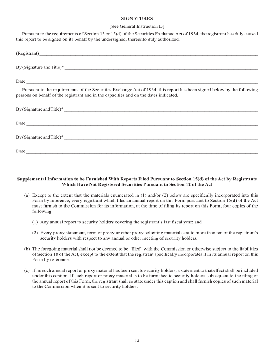 Form 10-K (SEC Form 1673) Annual Report Pursuant to Section 13 or 15(D) of the Securities Exchange Act of 1934, Page 12