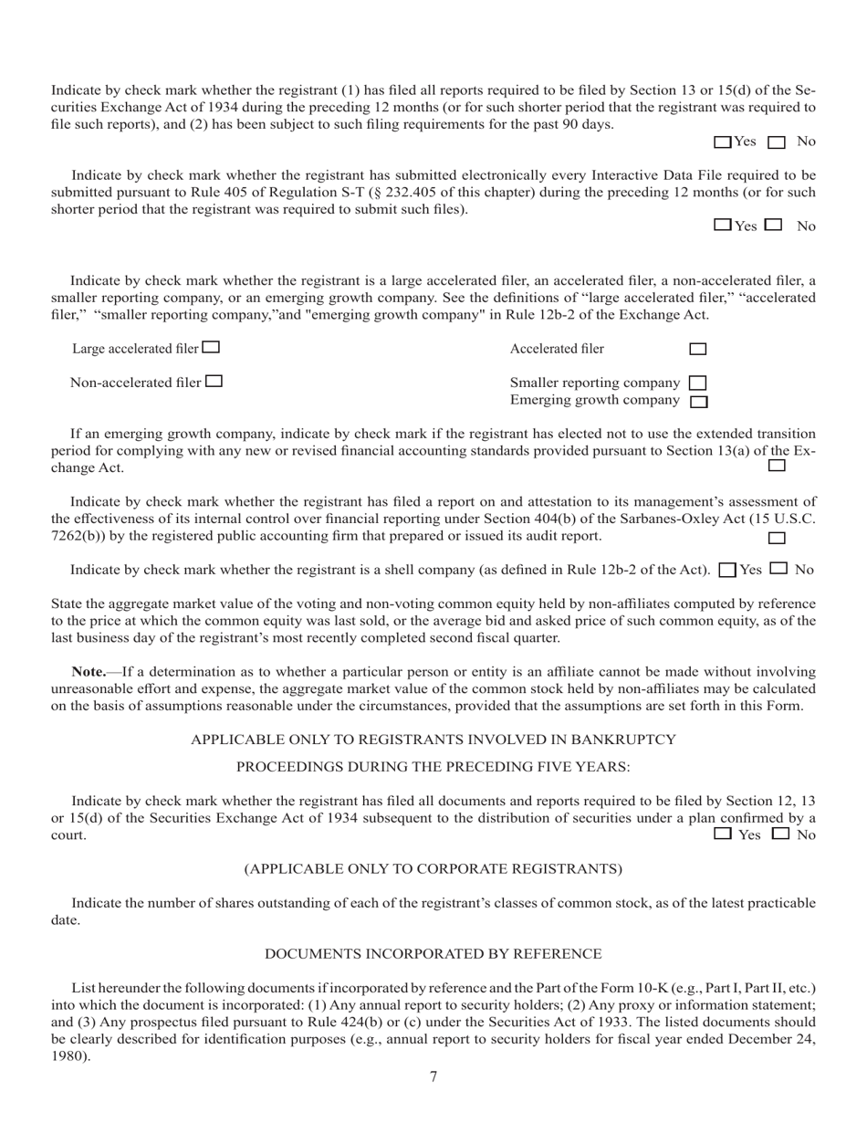Form 10-K (SEC Form 1673) Annual Report Pursuant to Section 13 or 15(D) of the Securities Exchange Act of 1934, Page 7