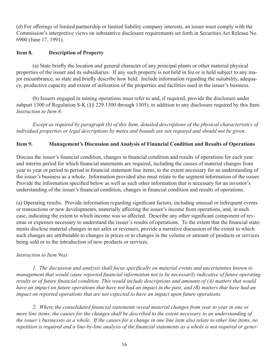 Form 1-A (SEC Form 0486) Regulation a Offering Statement Under the Securities Act of 1933, Page 16
