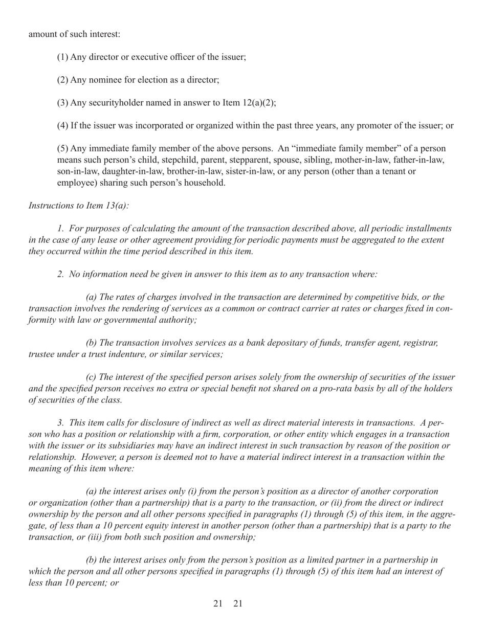 Form 1-A (SEC Form 0486) Regulation a Offering Statement Under the Securities Act of 1933, Page 21