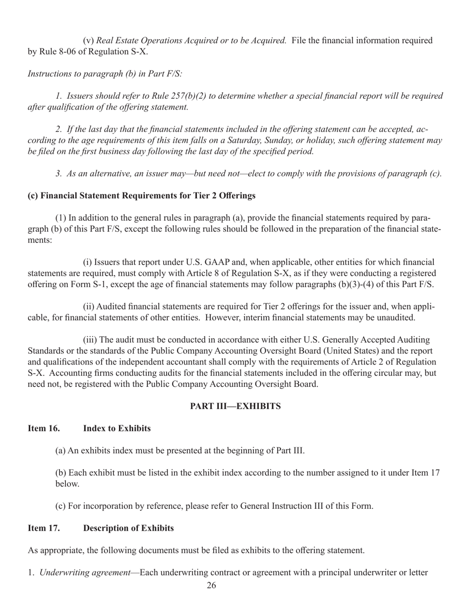 Form 1-A (SEC Form 0486) Regulation a Offering Statement Under the Securities Act of 1933, Page 26