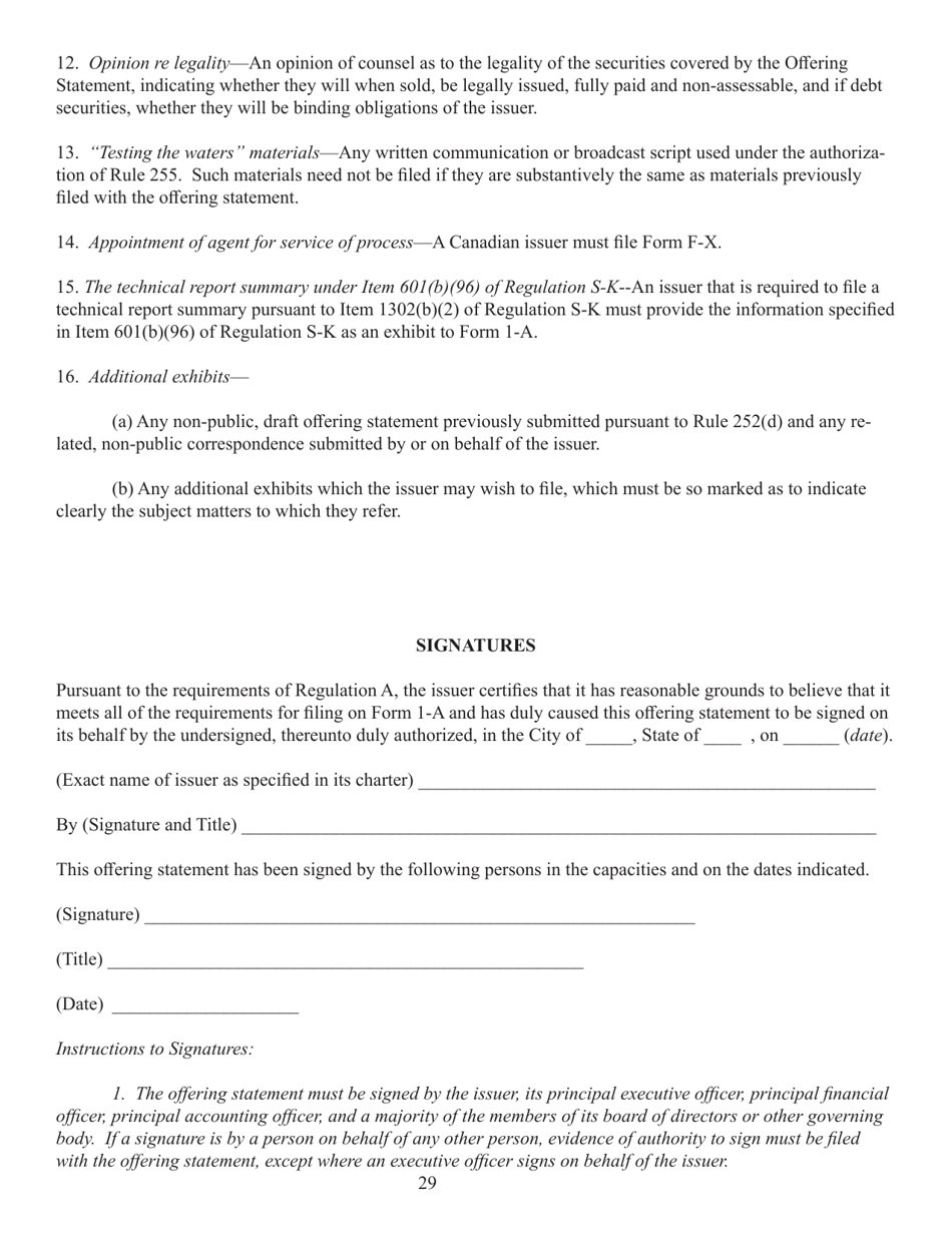 Form 1-A (SEC Form 0486) Regulation a Offering Statement Under the Securities Act of 1933, Page 29