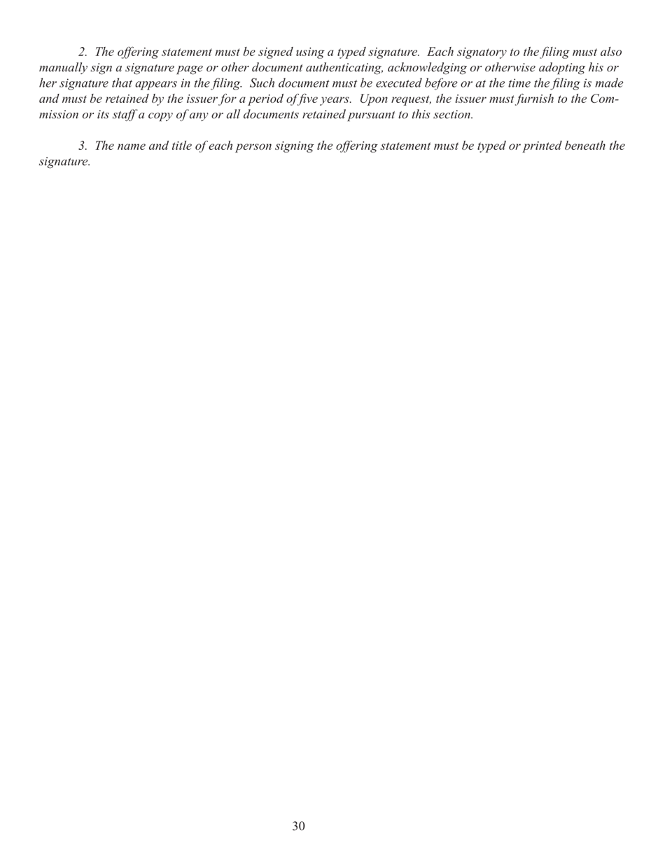 Form 1-A (SEC Form 0486) Regulation a Offering Statement Under the Securities Act of 1933, Page 30