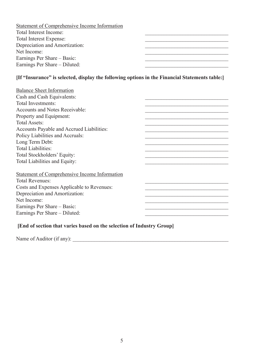 Form 1-A (SEC Form 0486) Regulation a Offering Statement Under the Securities Act of 1933, Page 5