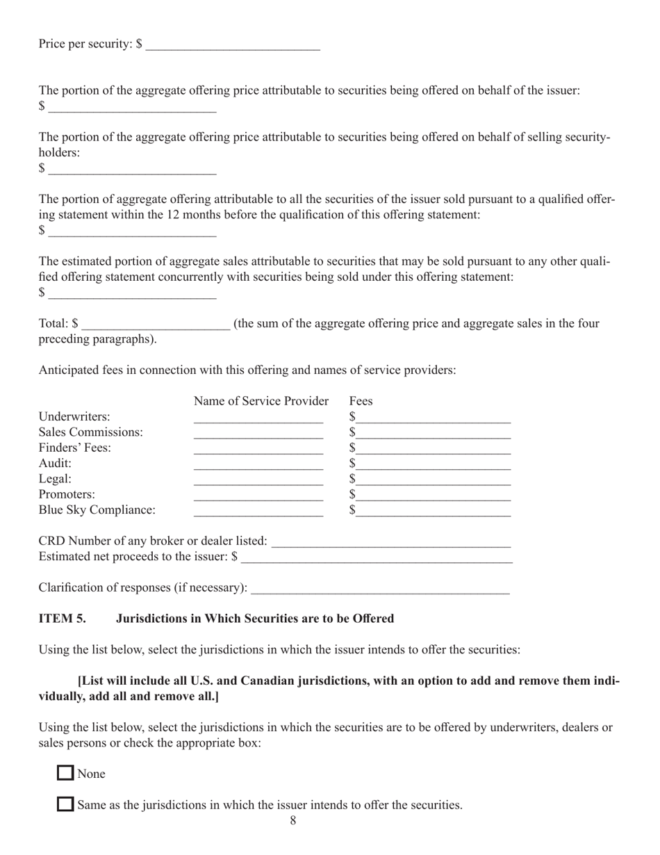 Form 1-A (SEC Form 0486) Regulation a Offering Statement Under the Securities Act of 1933, Page 8