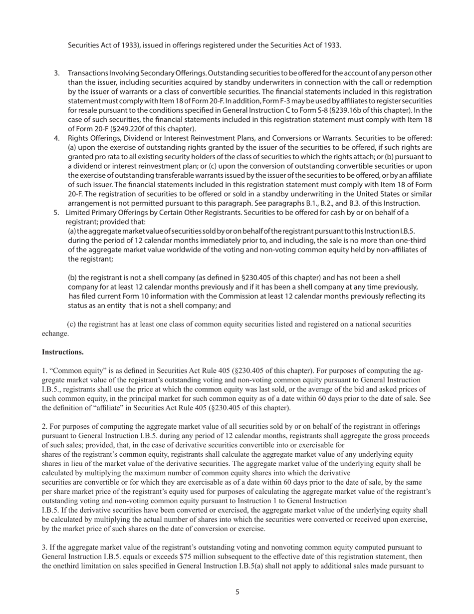 Form F-3 (SEC Form 1983) Registration Statement Under the Securities Act of 1933, Page 5