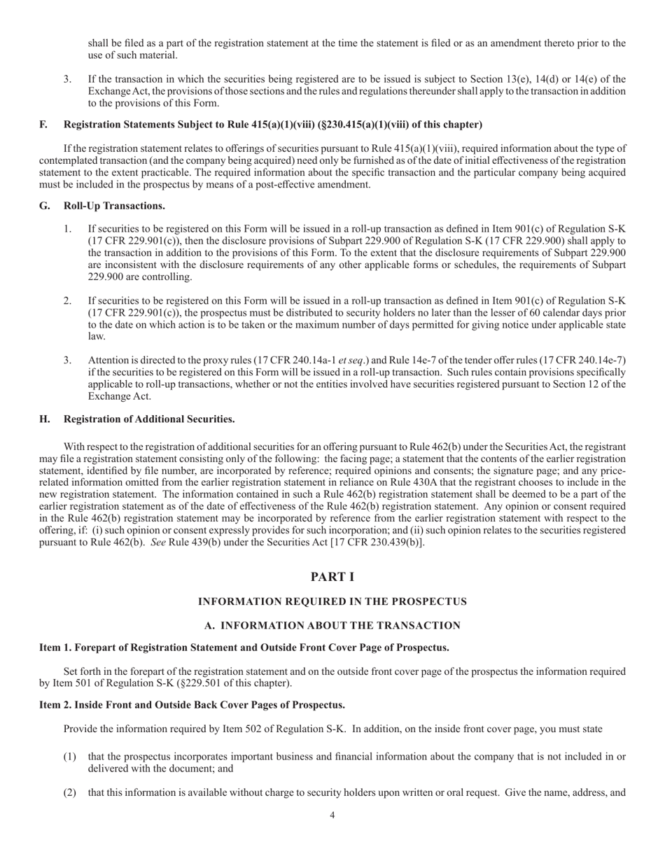 Form F-4 (SEC Form 2078) Registration Statement Under the Securities Act of 1933, Page 4
