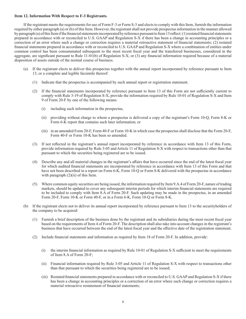 Form F-4 (SEC Form 2078) Registration Statement Under the Securities Act of 1933, Page 9