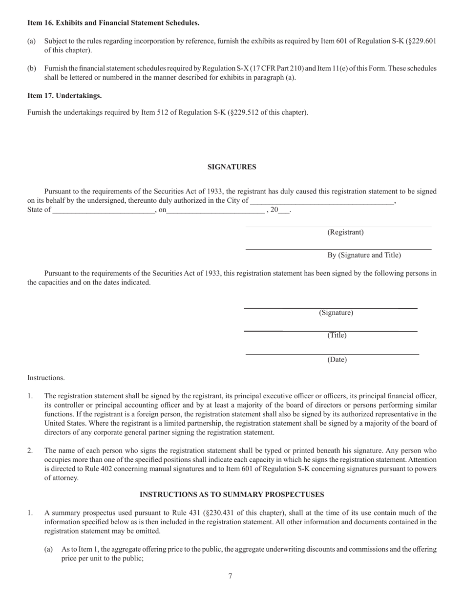 Form S-1 (SEC Form 870) Registration Statement Under the Securities Act of 1933, Page 7