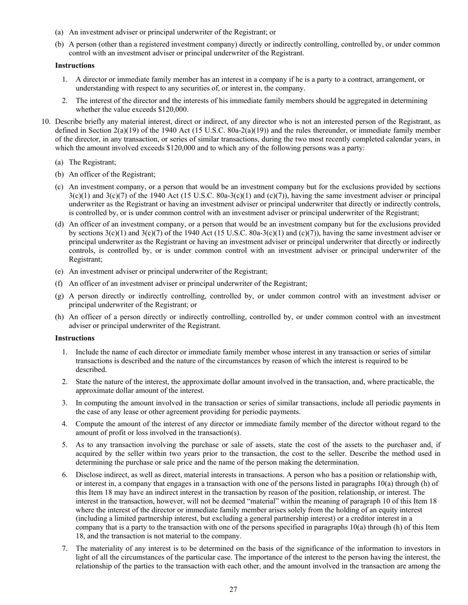 Form N-2 (SEC Form 1716) Registration Statement for Closed-End Management Investment Companies, Page 29