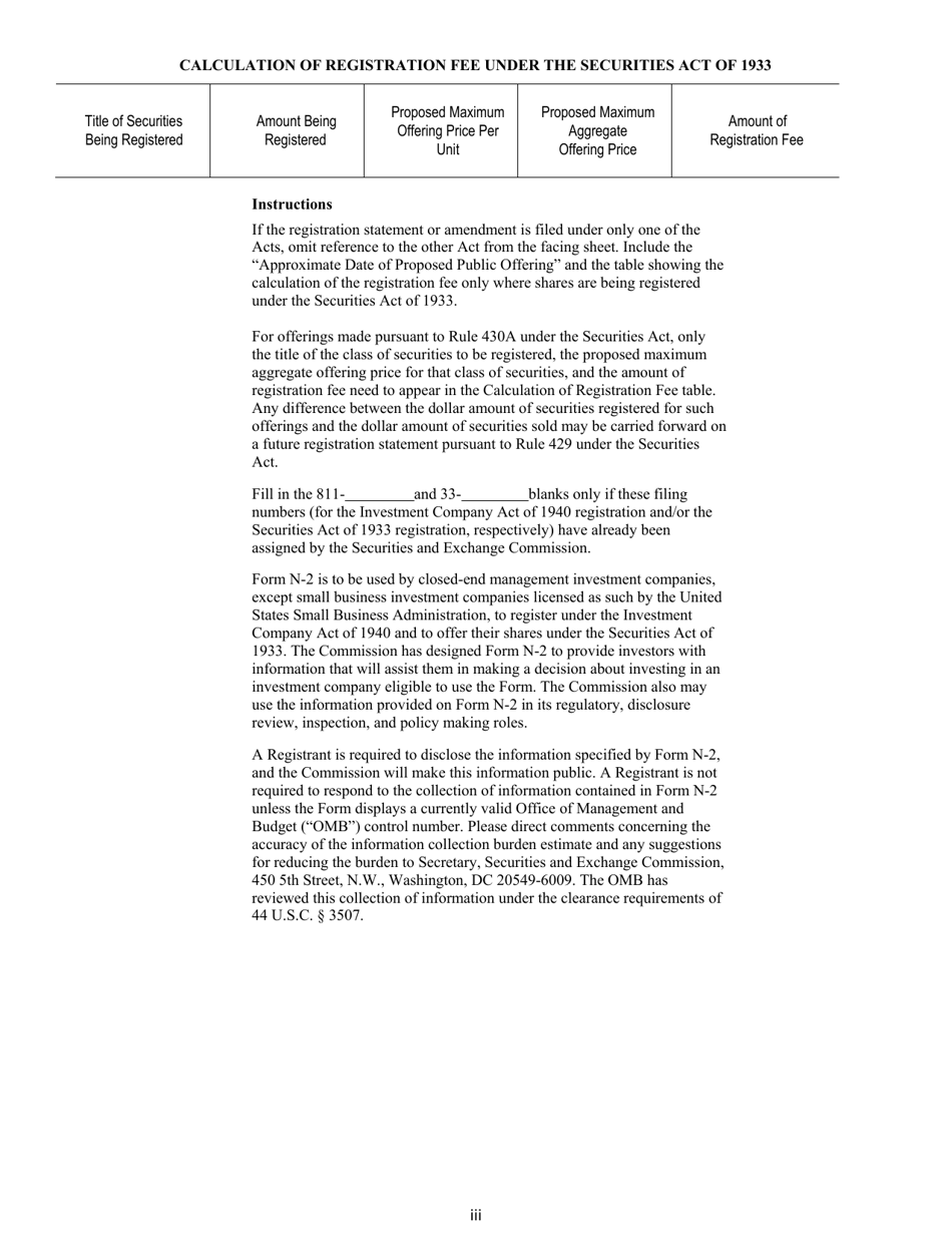 Form N-2 (SEC Form 1716) Registration Statement for Closed-End Management Investment Companies, Page 3