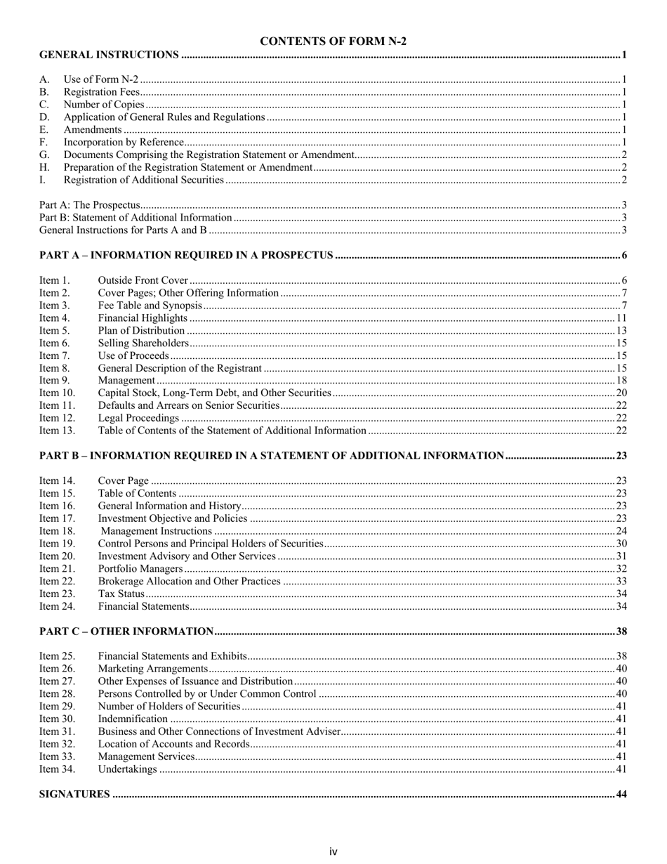 Form N-2 (SEC Form 1716) Registration Statement for Closed-End Management Investment Companies, Page 4