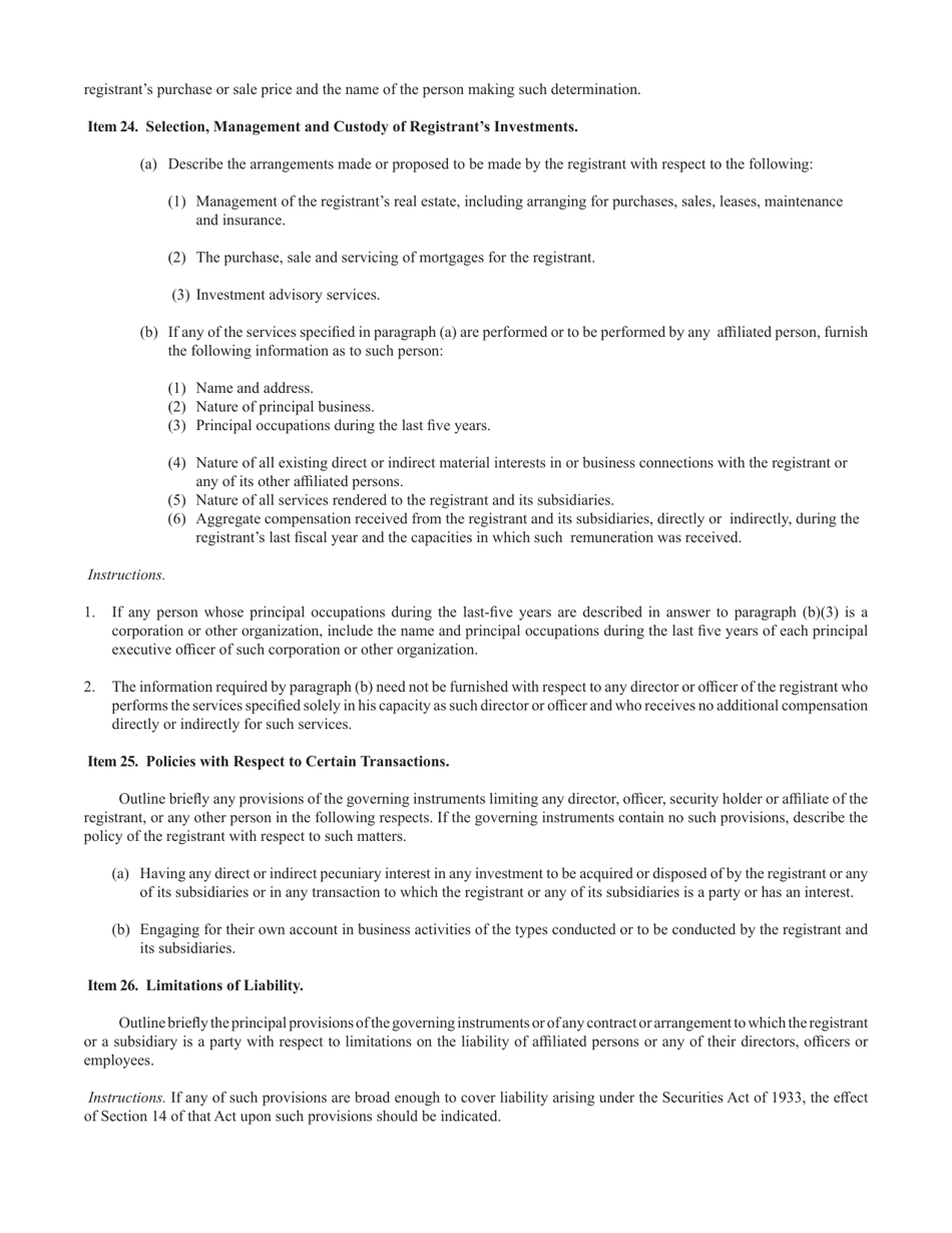 Form S-11 (SEC Form 907) Registration of Securities of Certain Real Estate Companies, Page 11