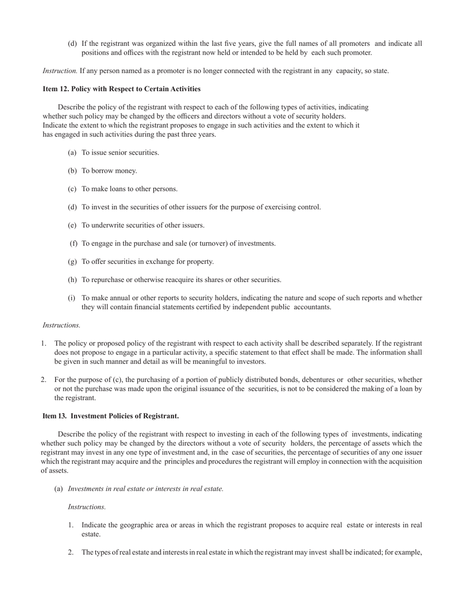 Form S-11 (SEC Form 907) Registration of Securities of Certain Real Estate Companies, Page 7