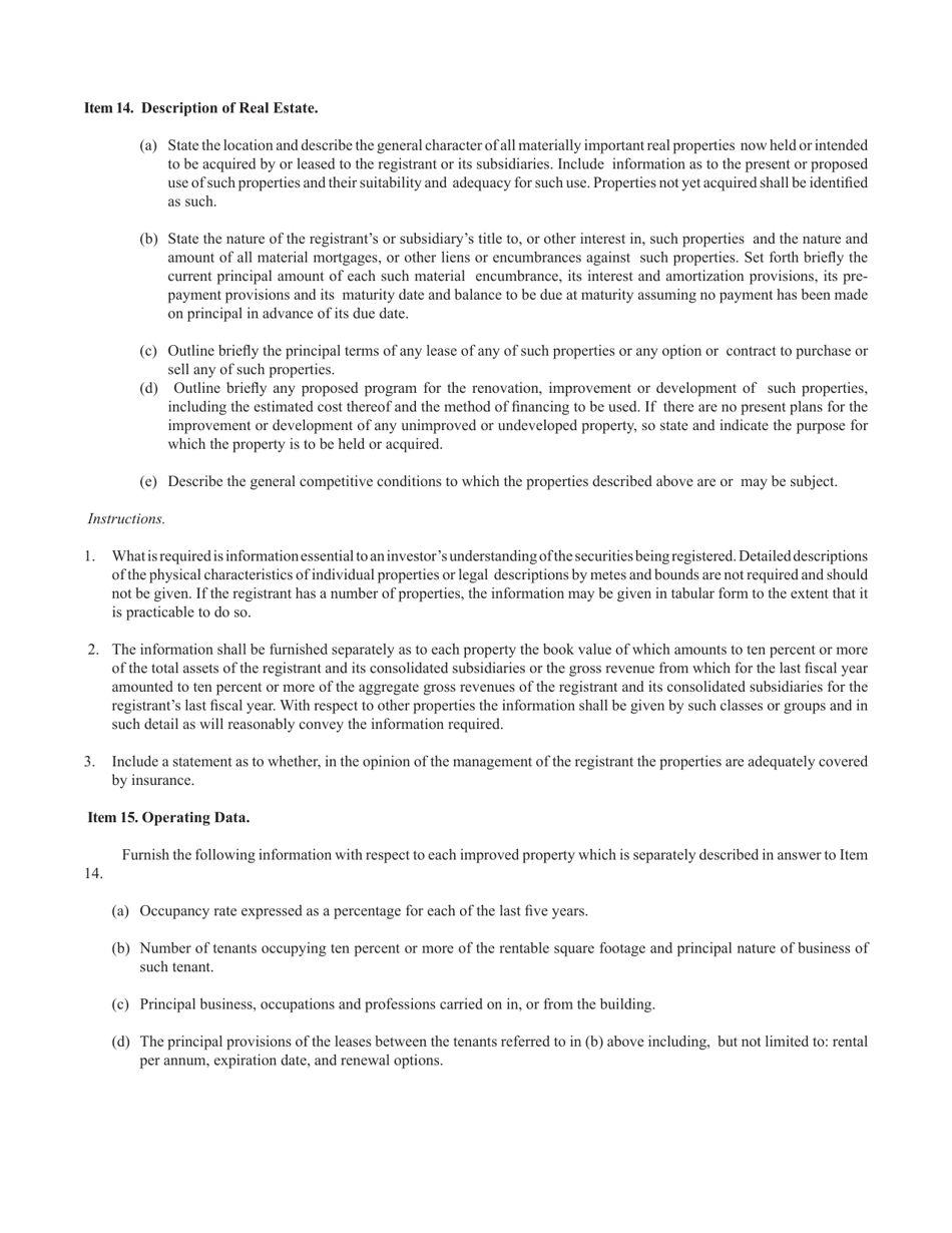 Form S-11 (SEC Form 907) Registration of Securities of Certain Real Estate Companies, Page 9