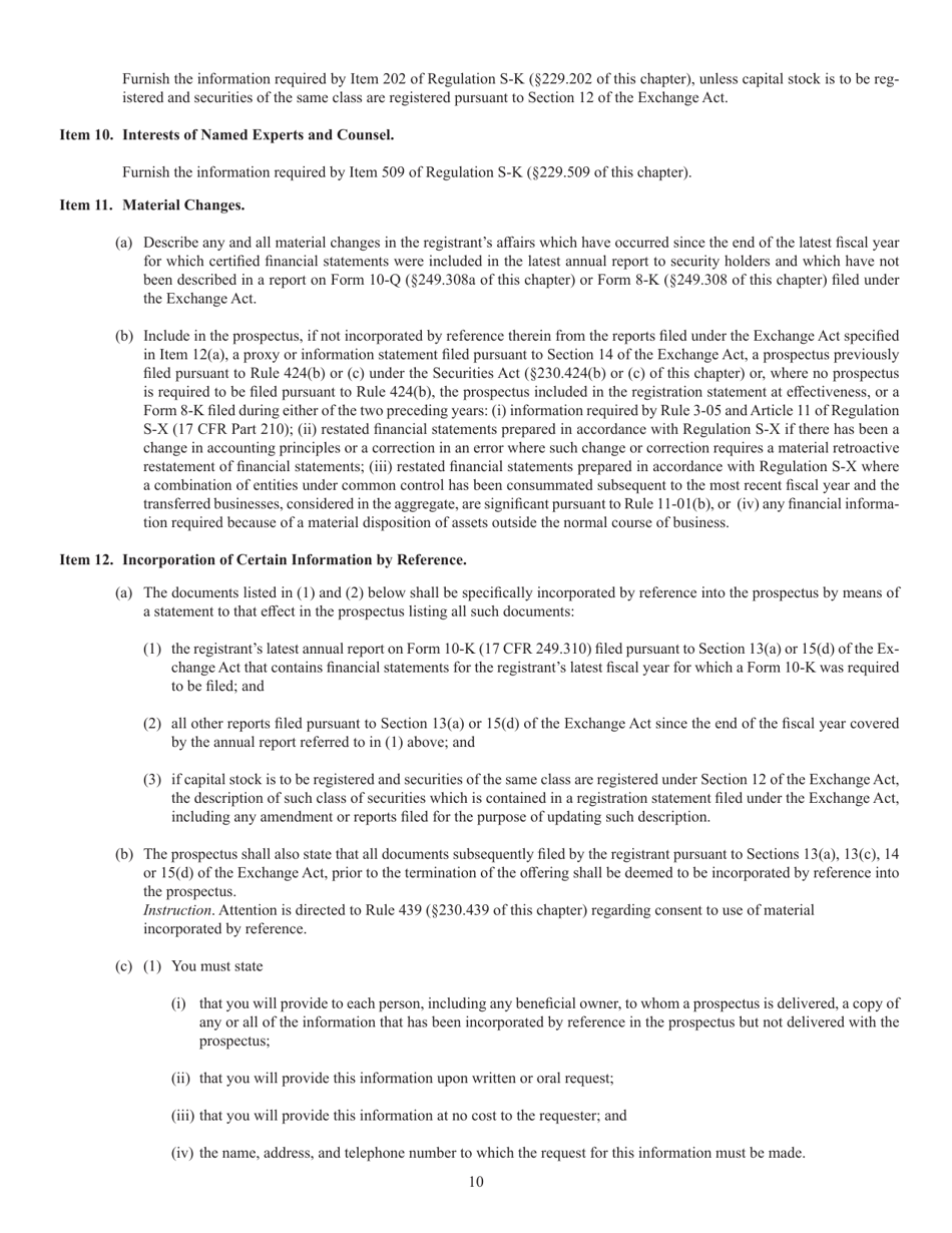 Form S-3 (SEC Form 1379) Registration Statement Under the Securities Act of 1933, Page 10